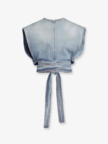 ALAIA - Belted denim top