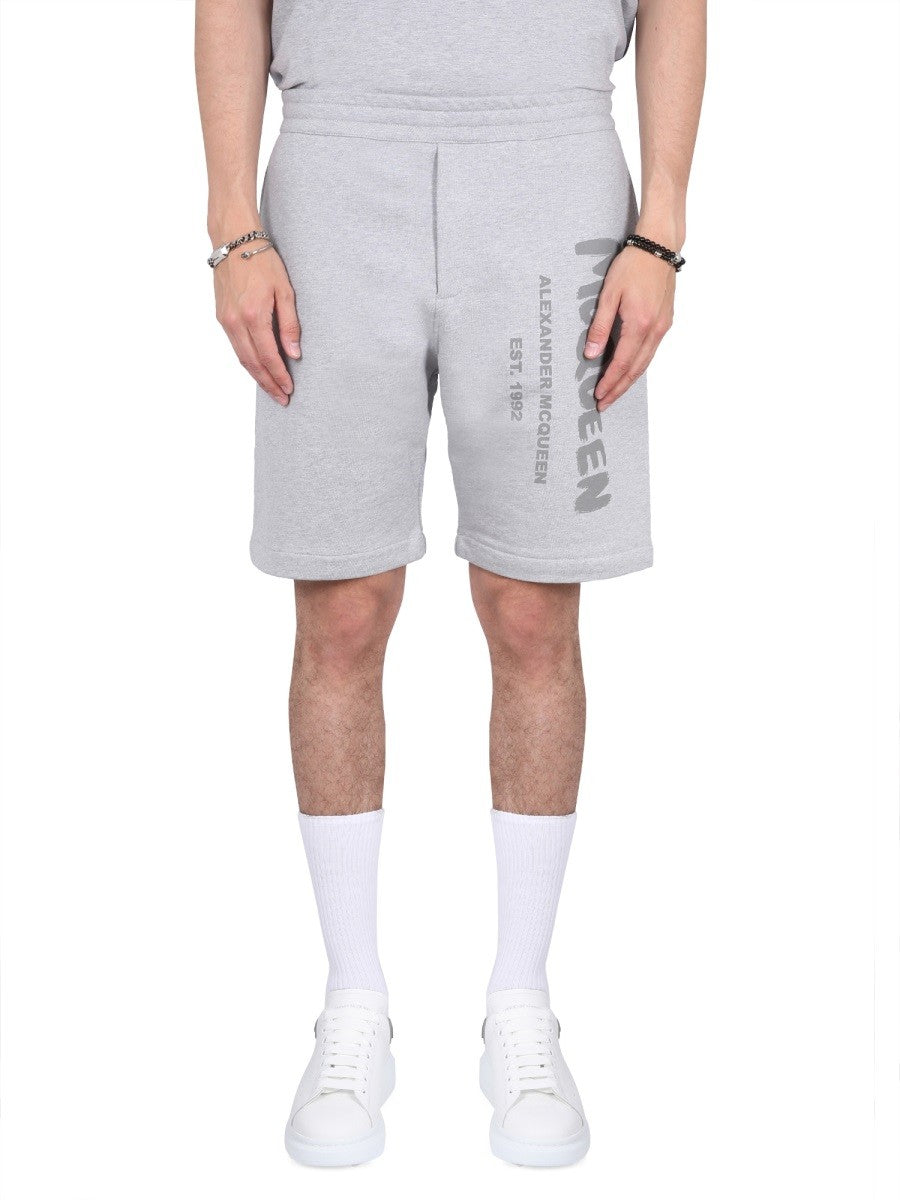 Alexander Mcqueen Alexander Mcqueen - BERMUDA SHORTS WITH GRAFFITI LOGO PRINT
