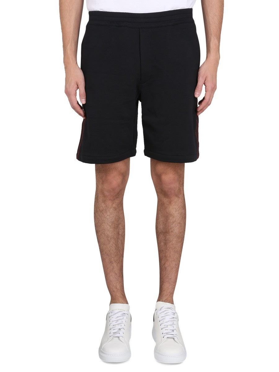 Alexander Mcqueen Alexander Mcqueen - BERMUDA SHORTS WITH SELVEDGE LOGO BAND