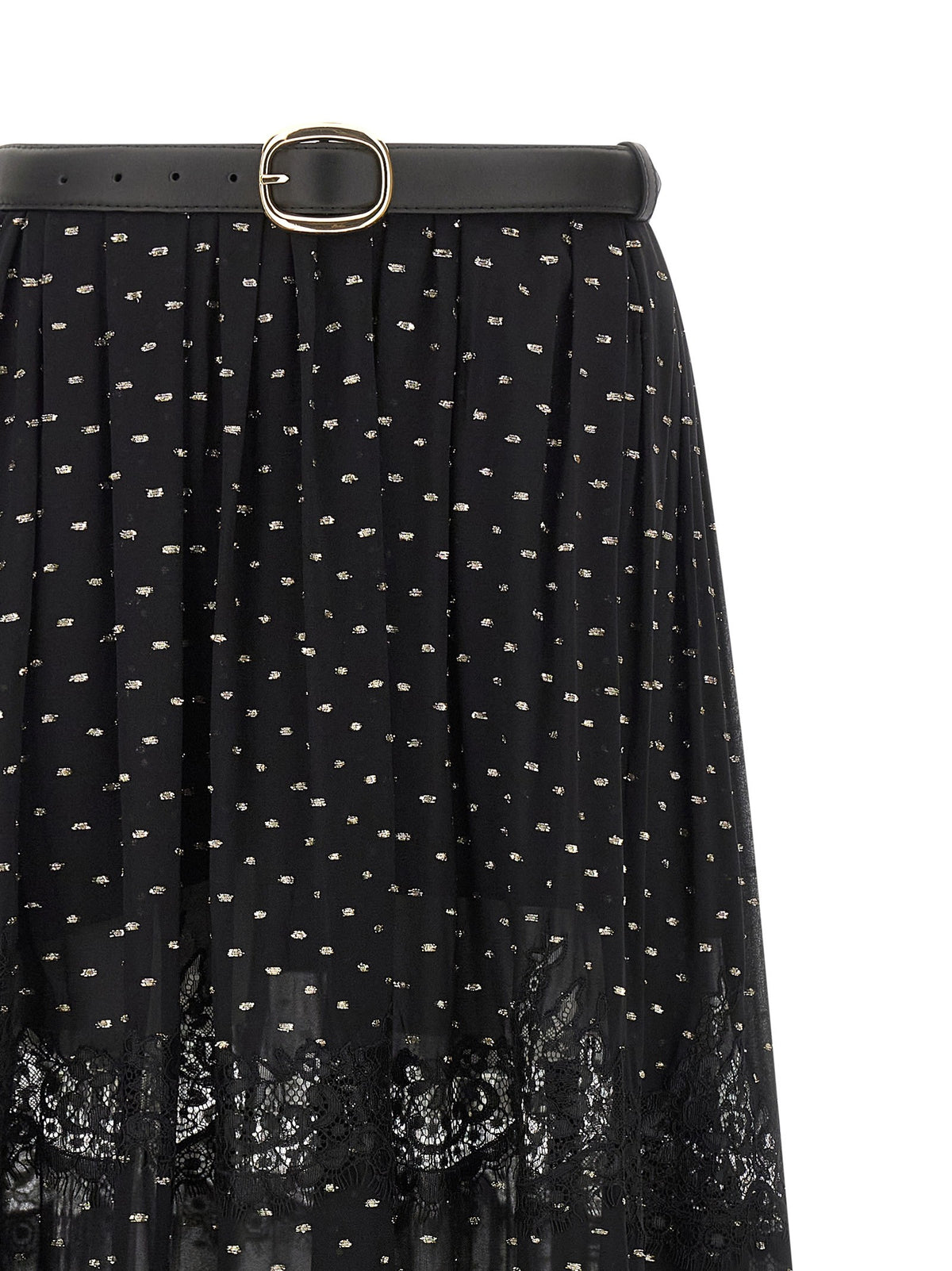 SELF-PORTRAIT - 'Black And Gold Chiffon Lace Maxi' skirt
