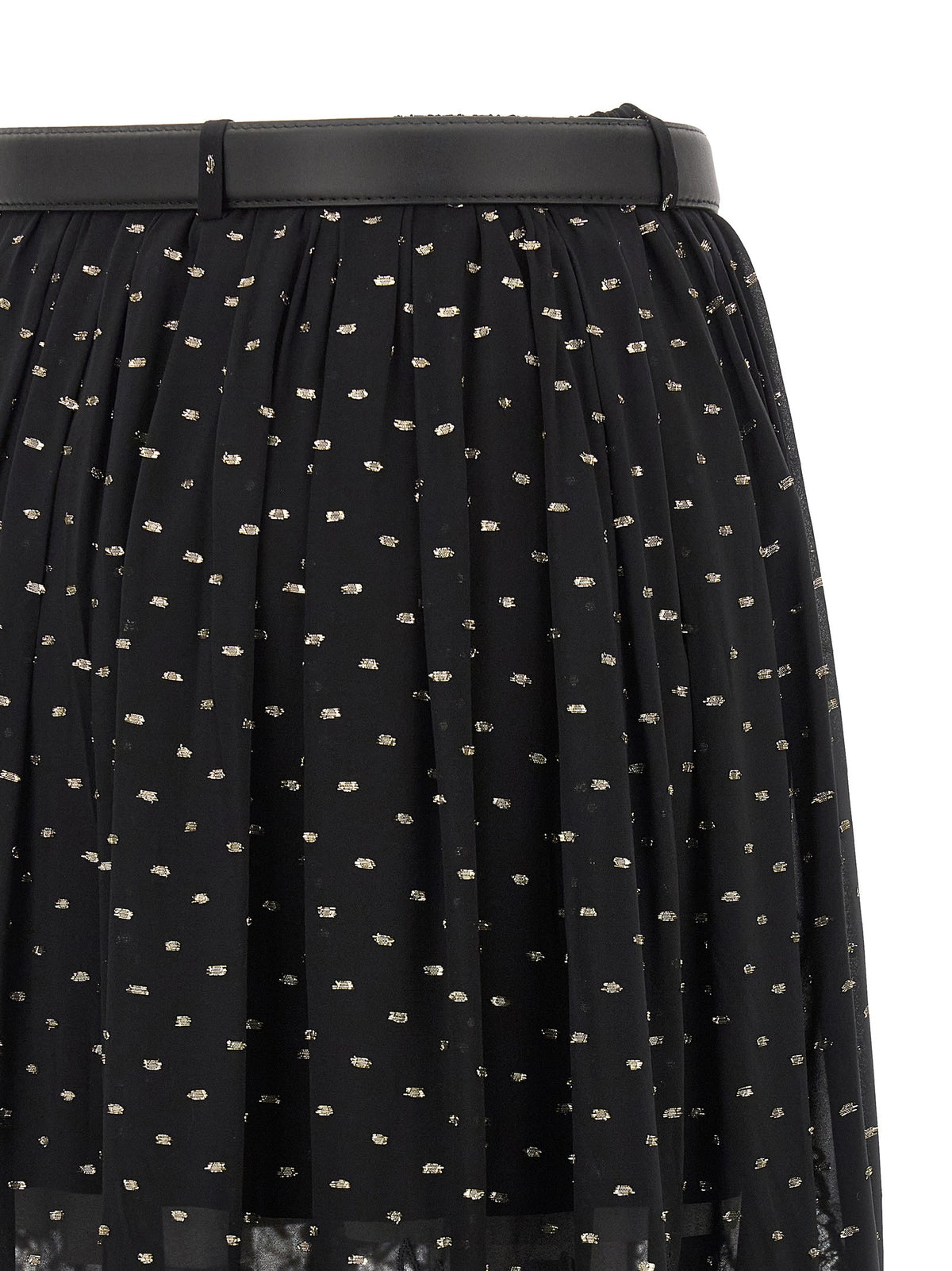 SELF-PORTRAIT - 'Black And Gold Chiffon Lace Maxi' skirt