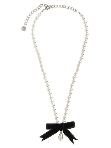 SELF PORTRAIT - 'Black Bow Pearl' necklace White Black U