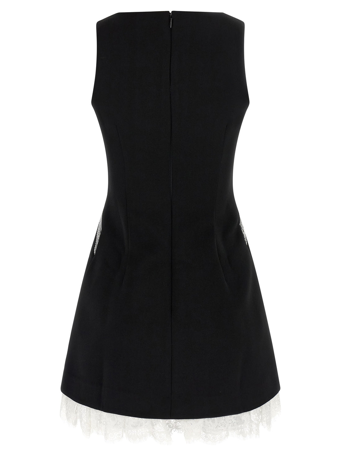 SELF PORTRAIT - 'Black Crêpe Bow Lace Mini' dress
