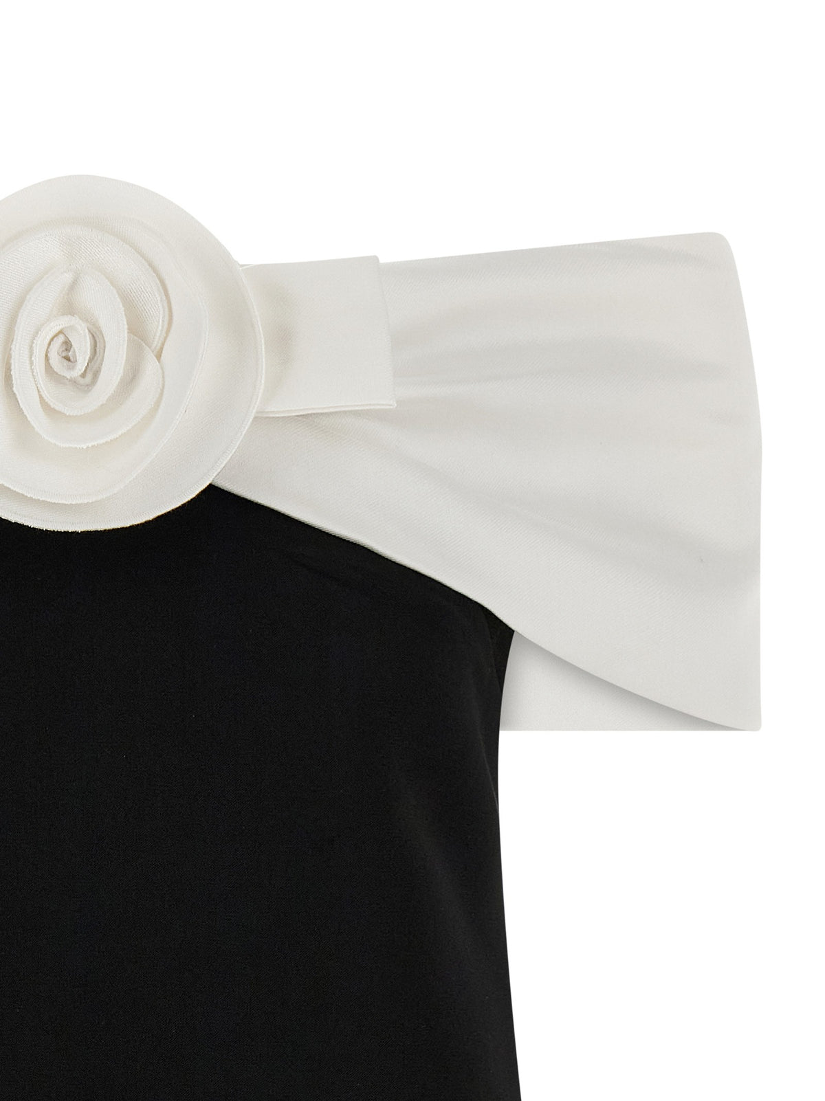 SELF PORTRAIT - 'Black Crêpe Flower Mini' dress