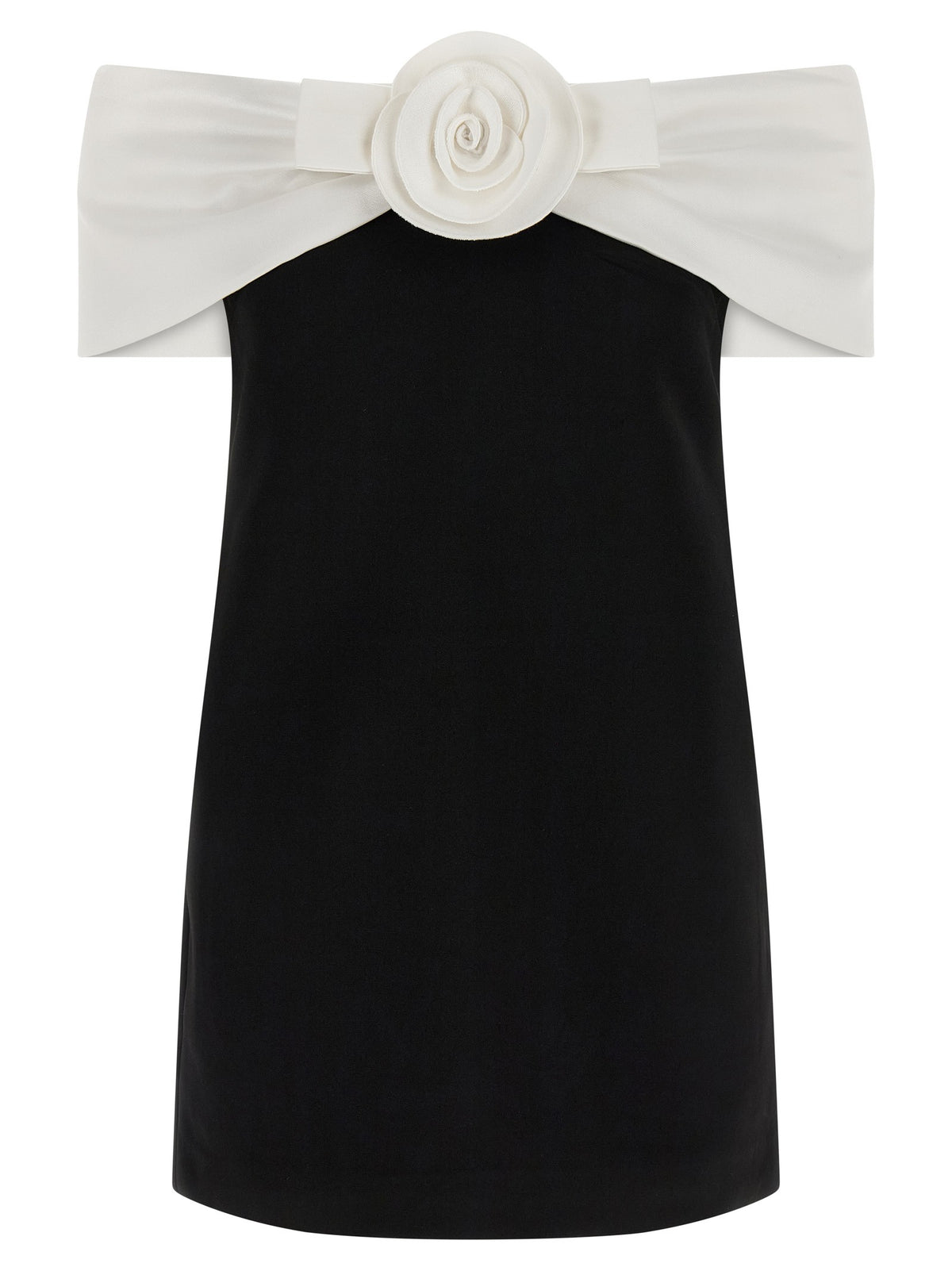 SELF PORTRAIT - 'Black Crêpe Flower Mini' dress