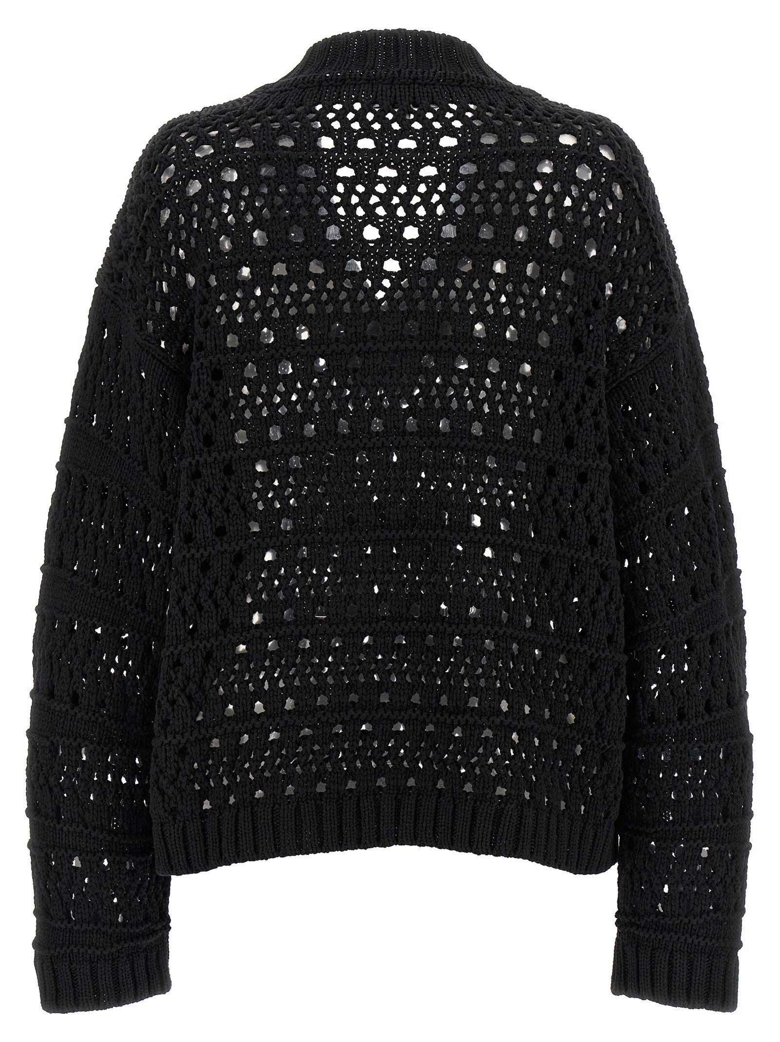 GANNI - 'Black Crochet V-neck' sweater