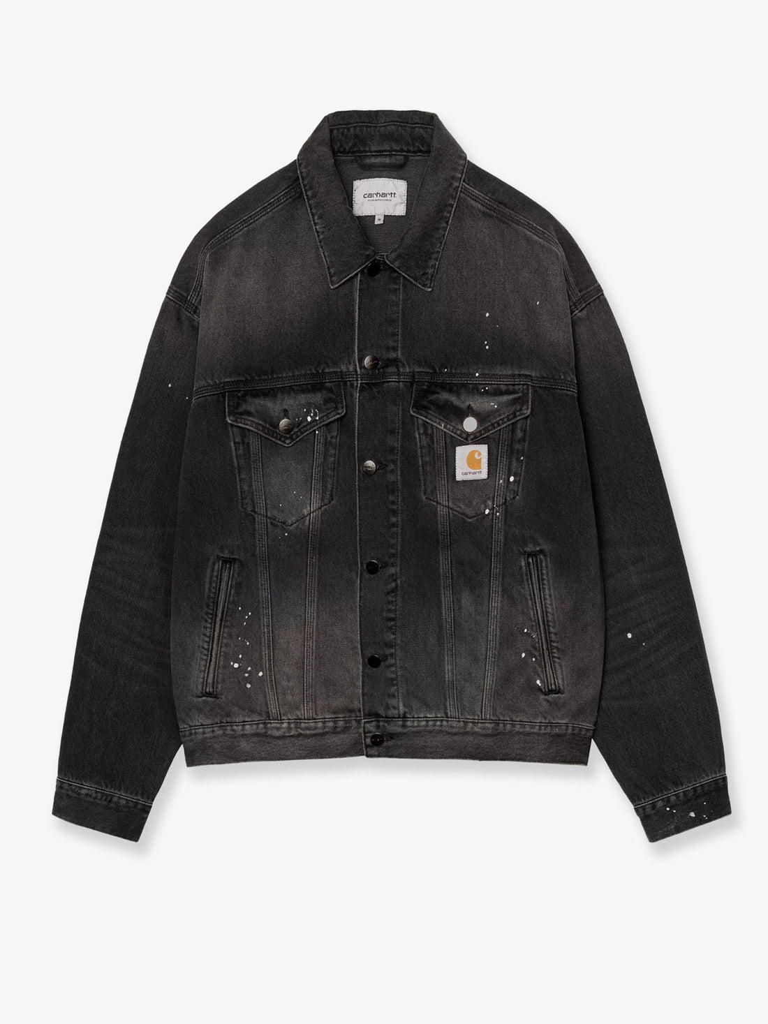 Carhartt Wip - Black denim jacket with a distressed effect black-denim-jacket-with-a-distressed-effect