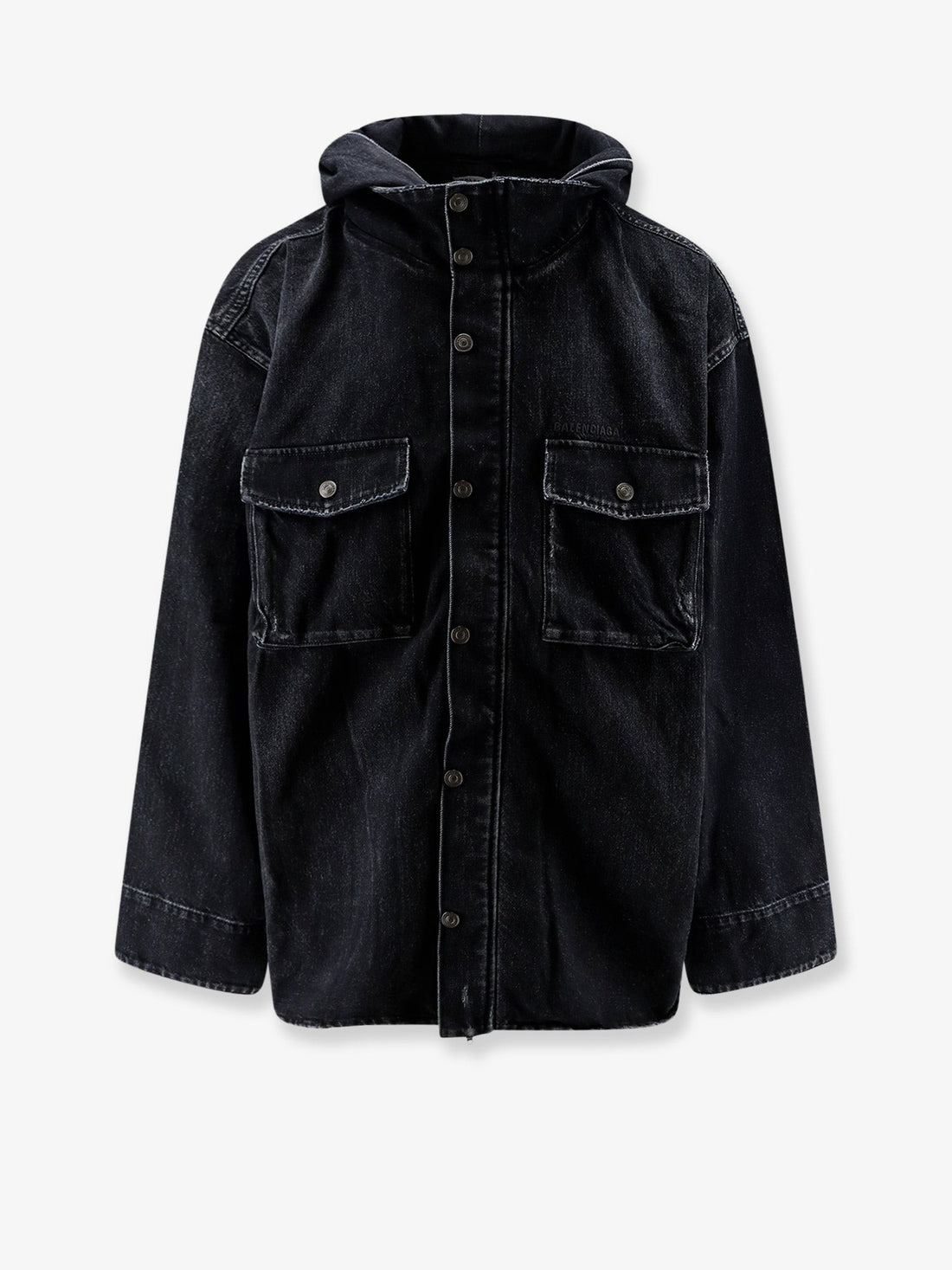 Balenciaga - Black denim jacket with embroidered logo on the front black-denim-jacket-with-embroidered-logo-on-the-front
