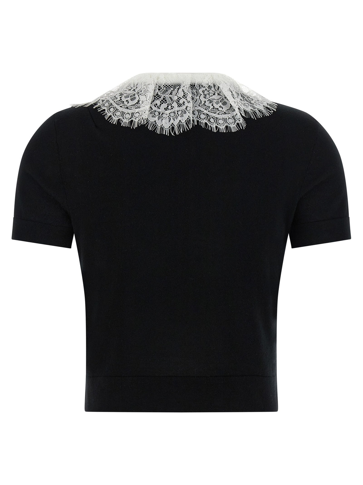 SELF-PORTRAIT - 'Black Knit Lace Collar' top
