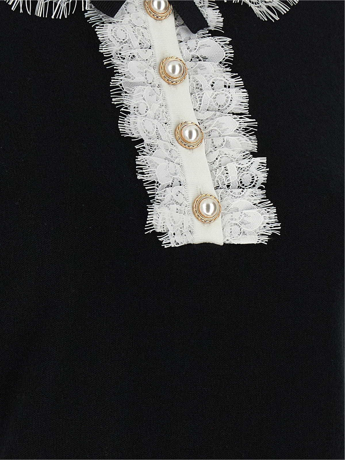 SELF-PORTRAIT - 'Black Knit Lace Collar' top