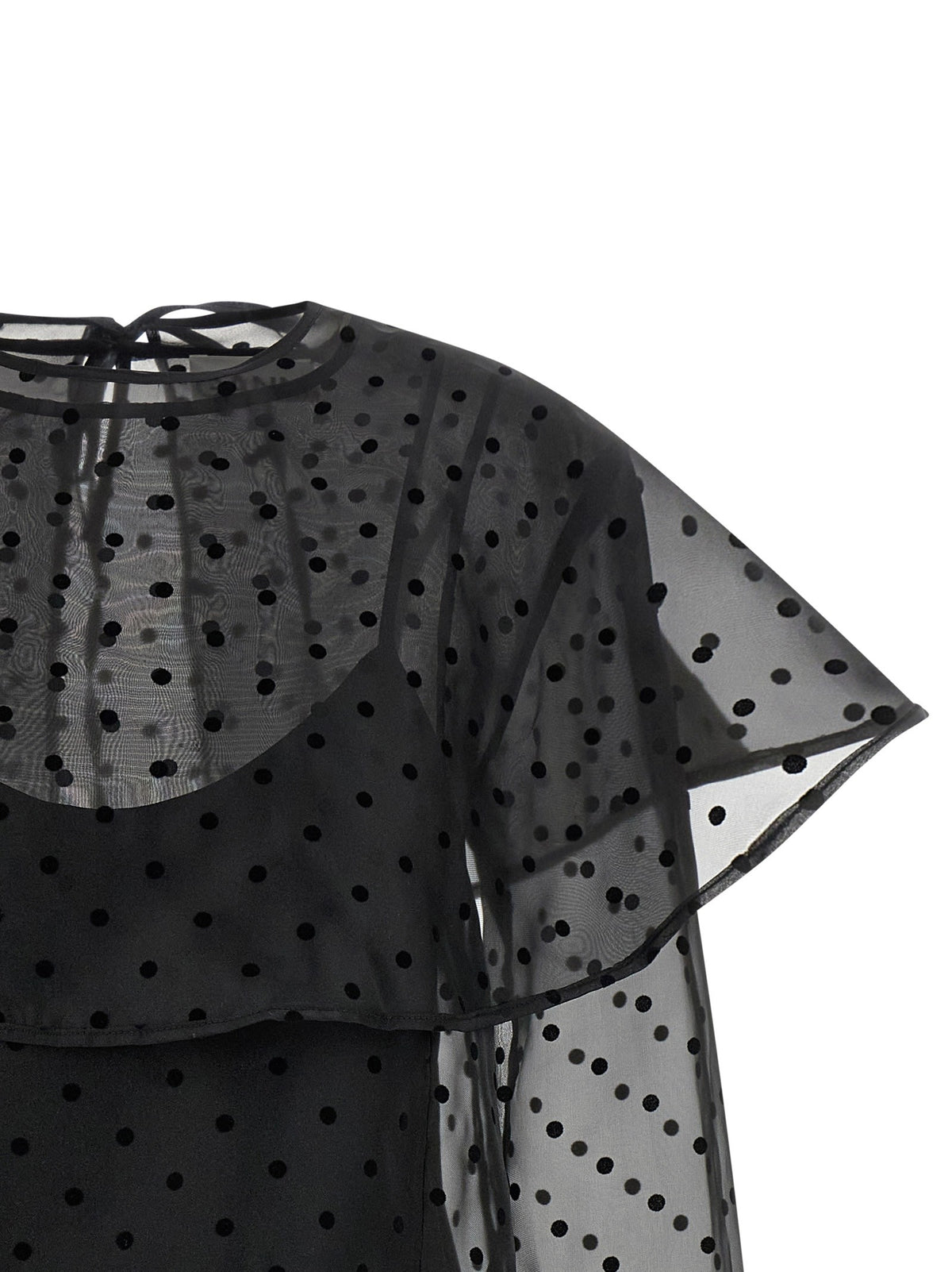 GANNI - 'Black Organza Circle Collar' dress