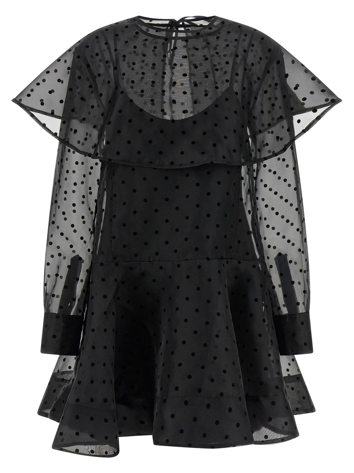 GANNI - 'Black Organza Circle Collar' dress