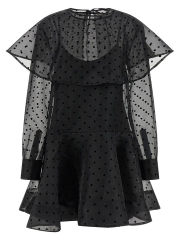 GANNI - 'Black Organza Circle Collar' dress