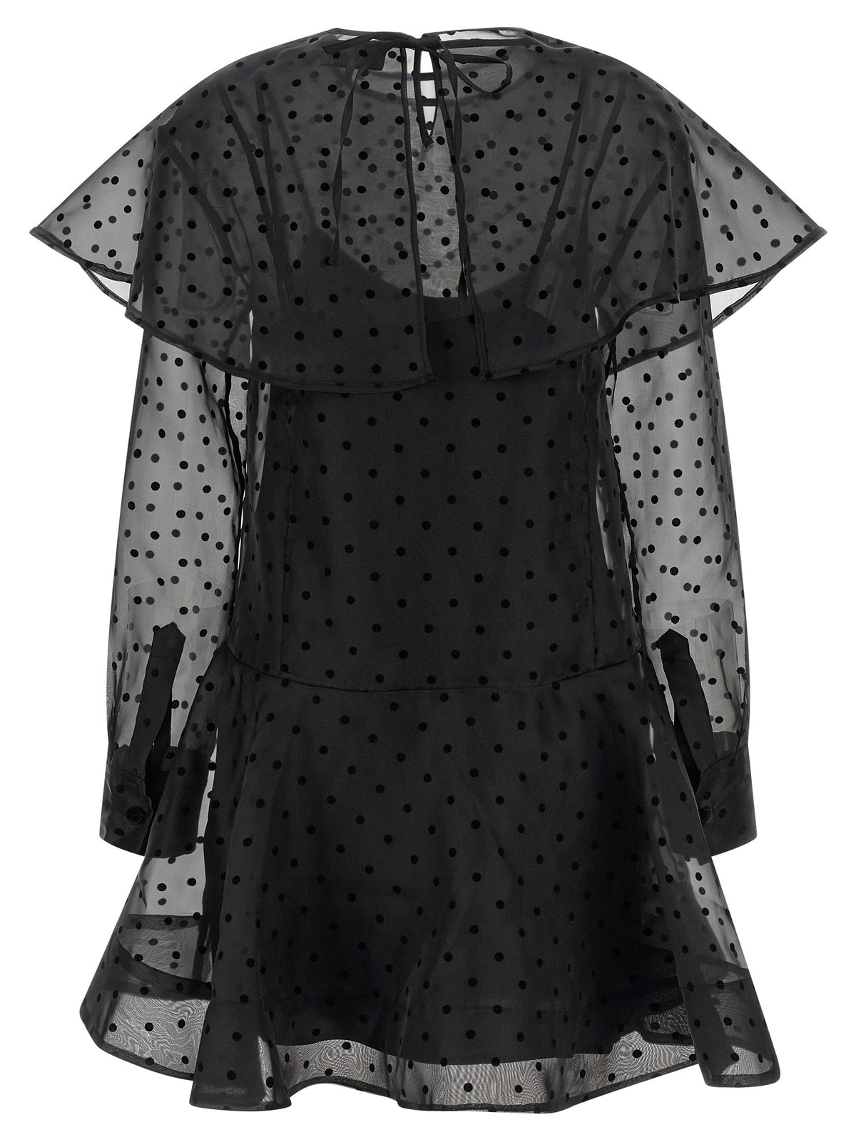 GANNI - 'Black Organza Circle Collar' dress