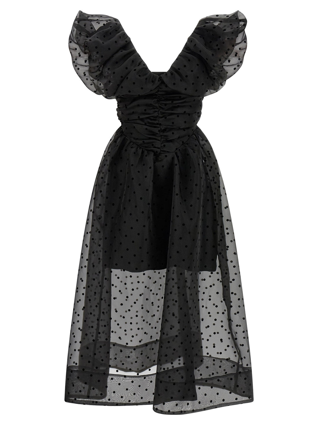 GANNI - 'Black Organza Ruched' dress Black 36 EU