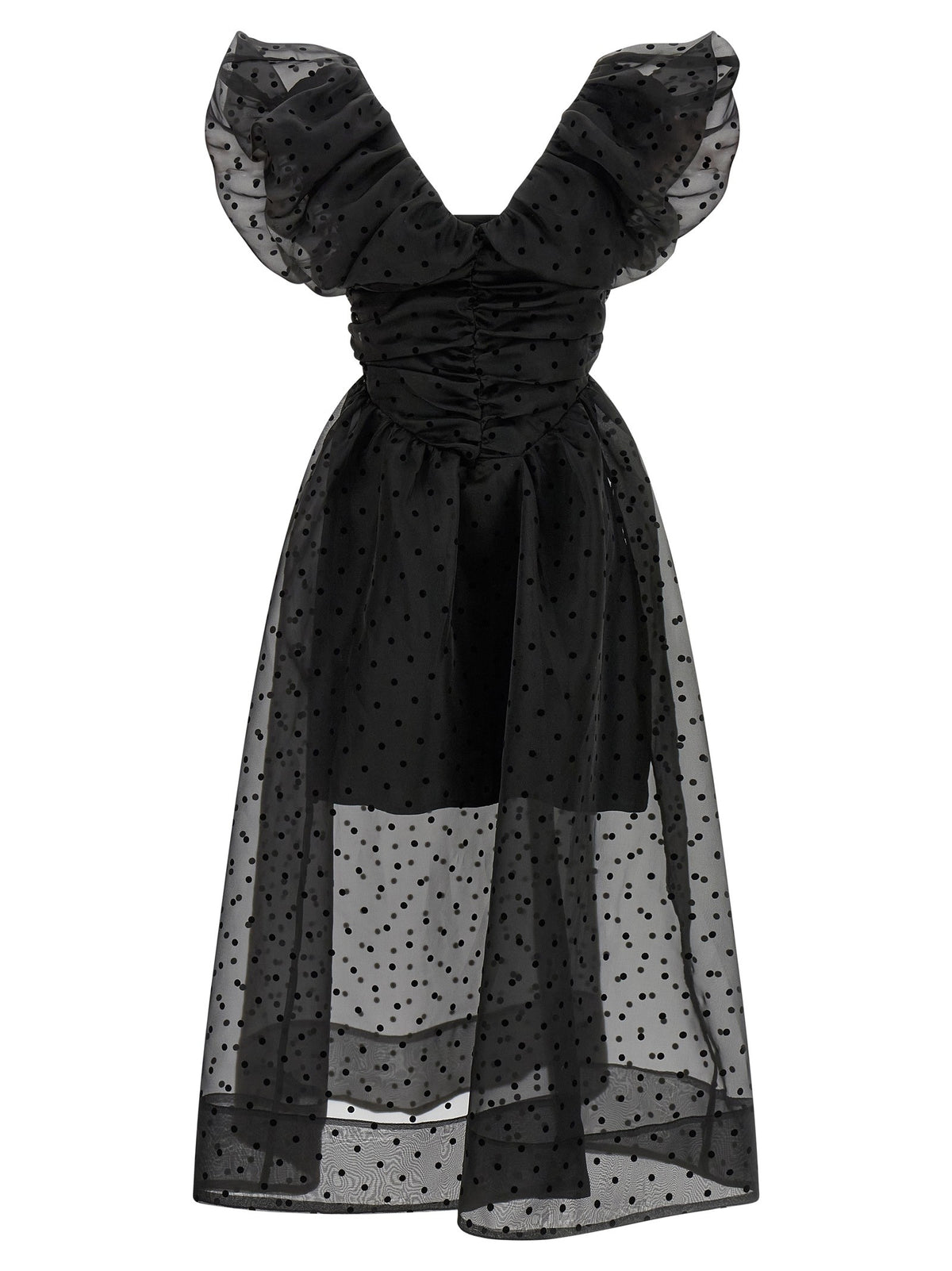 GANNI - 'Black Organza Ruched' dress