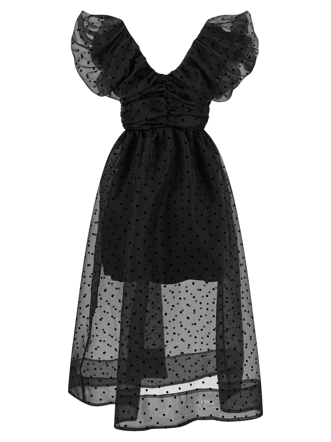GANNI - 'Black Organza Ruched' dress Black 36 EU