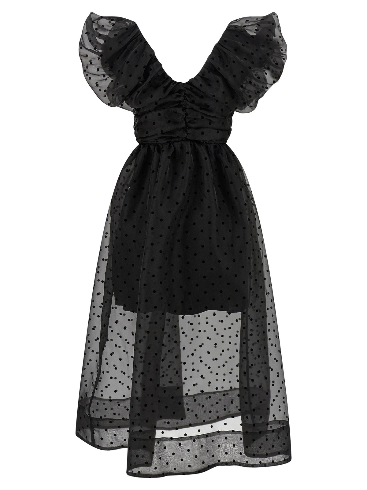 GANNI - 'Black Organza Ruched' dress
