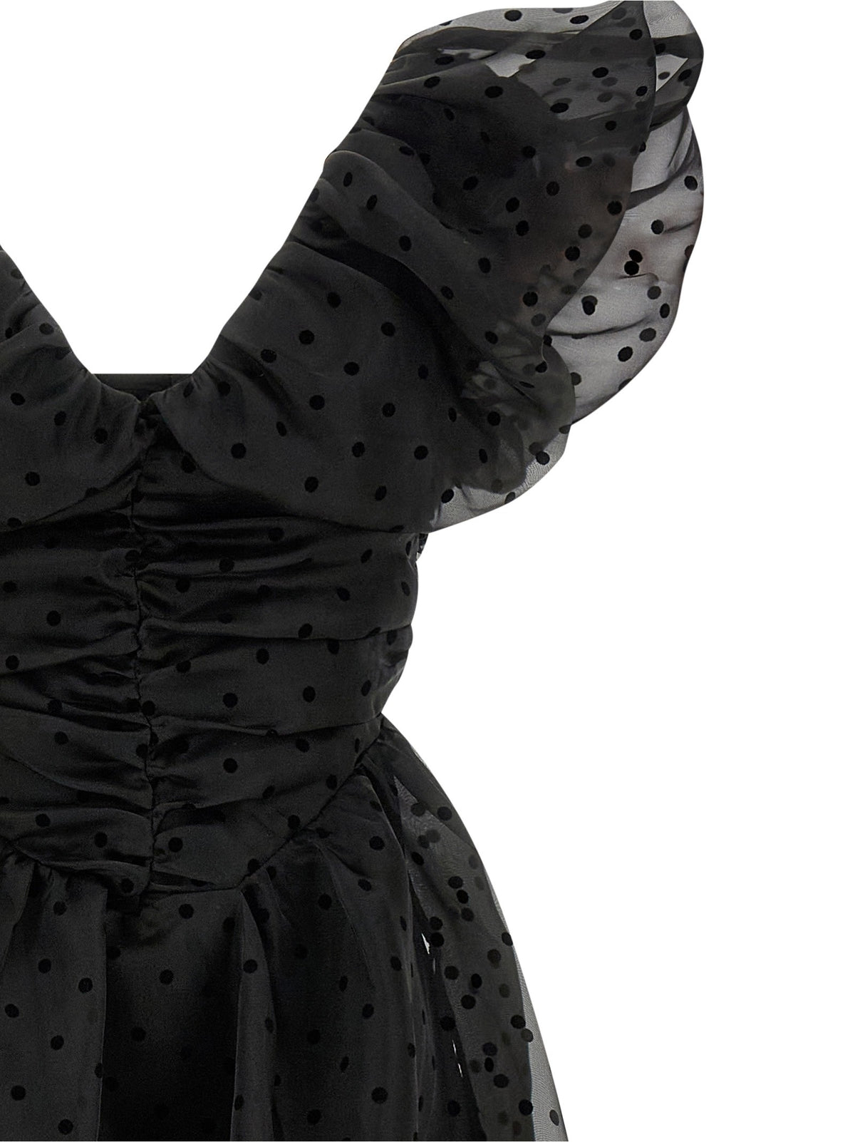 GANNI - 'Black Organza Ruched' dress