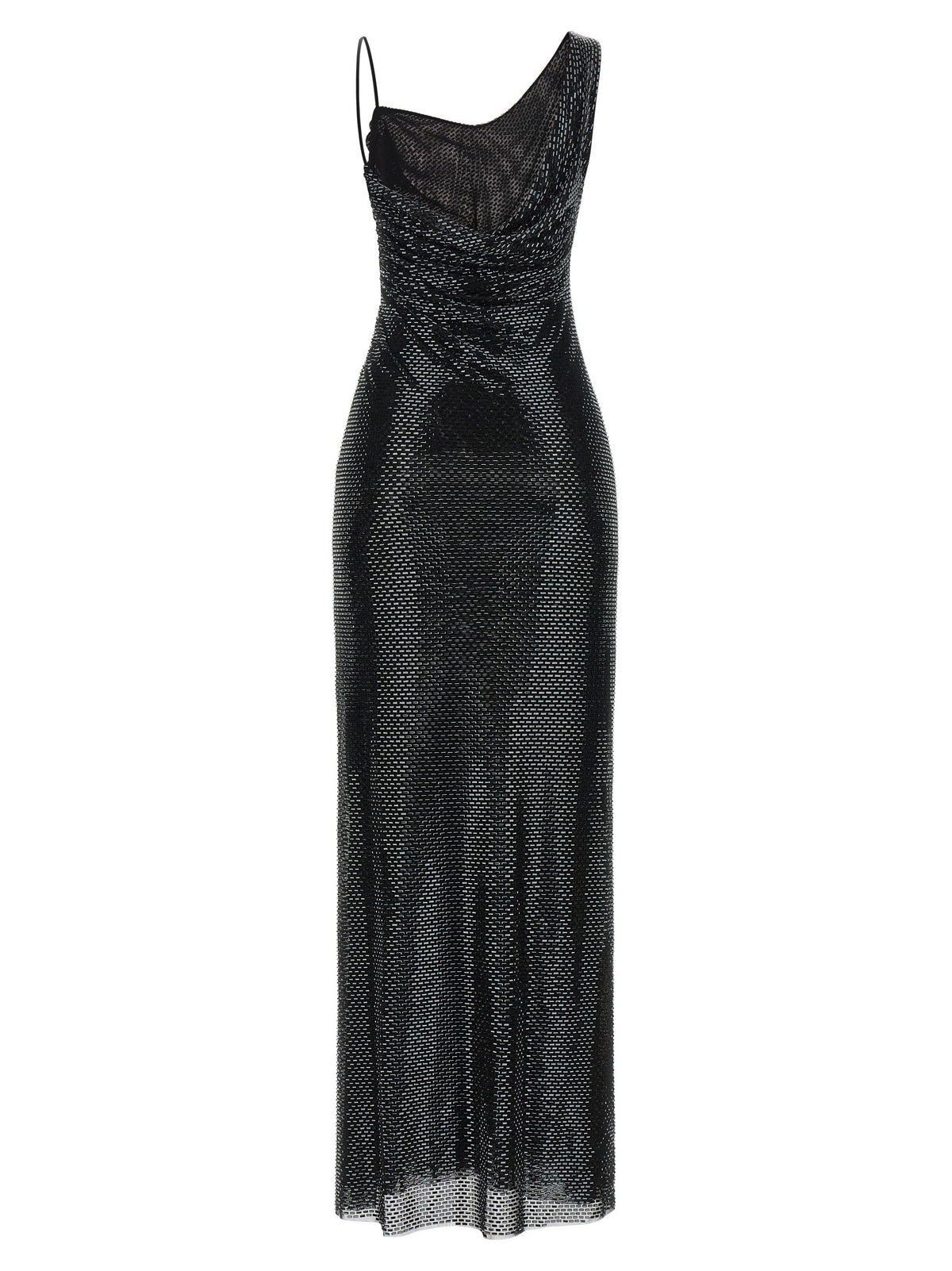 SELF PORTRAIT - 'Black Rhinestone Draped Maxi' dress black-rhinestone-draped-maxi-dress