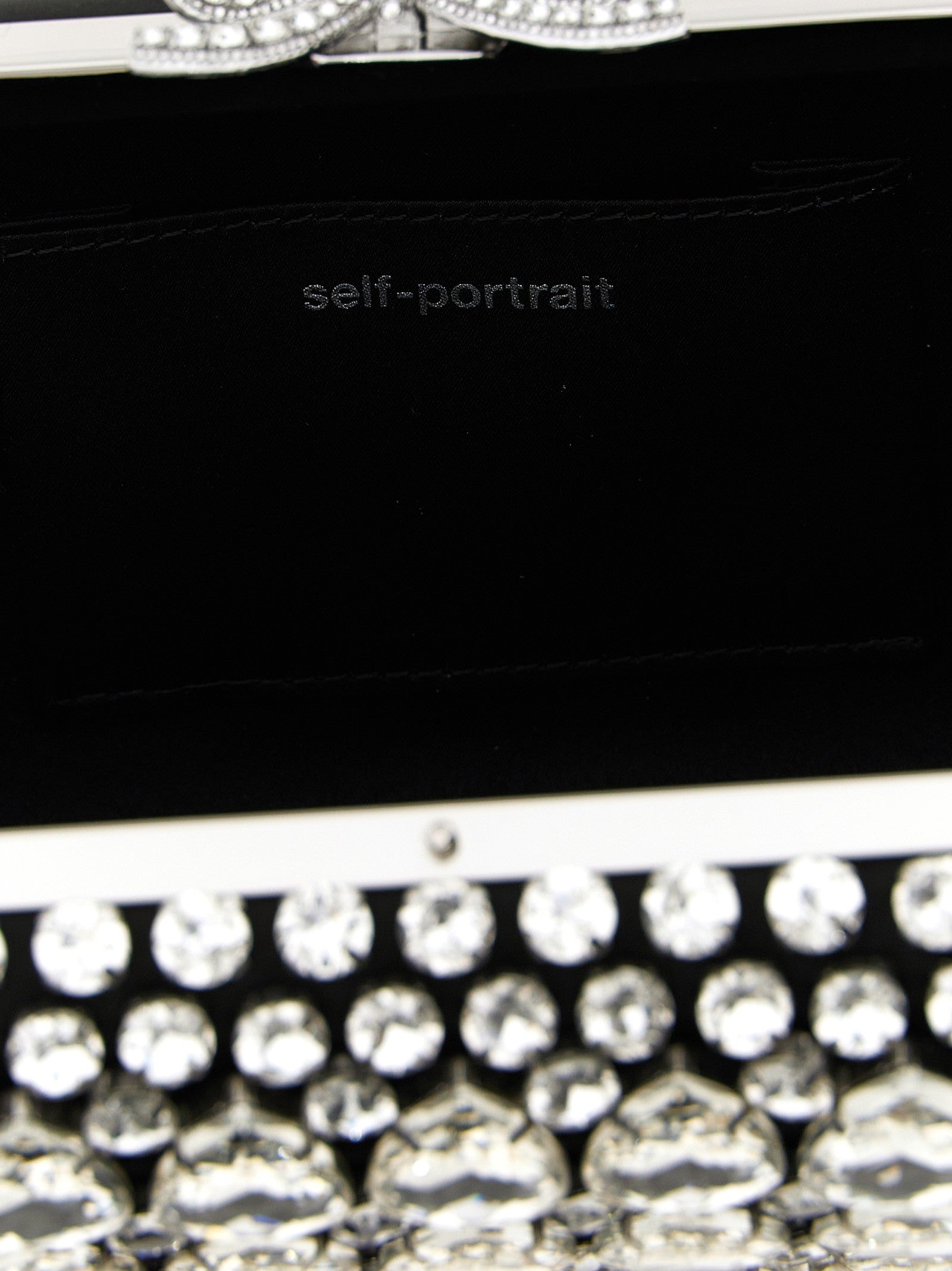 SELF PORTRAIT - 'Black Satin Crystal' clutch black-satin-crystal-clutch