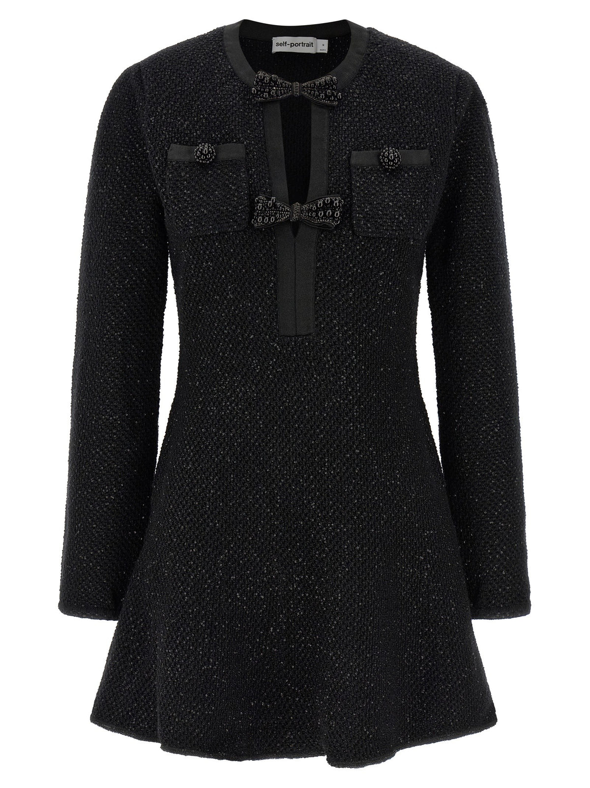 SELF PORTRAIT - 'Black Sequin Knit Mini' dress
