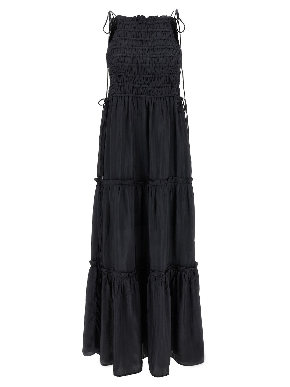 GANNI - 'Black Smock Tie' dress