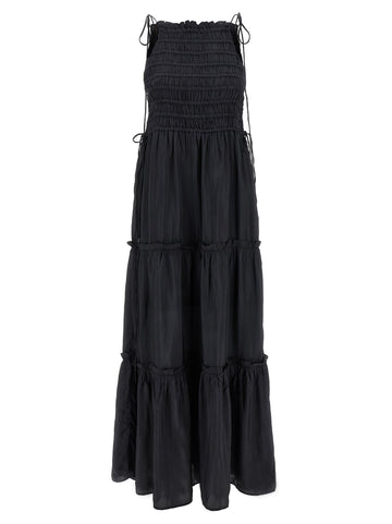 GANNI - 'Black Smock Tie' dress