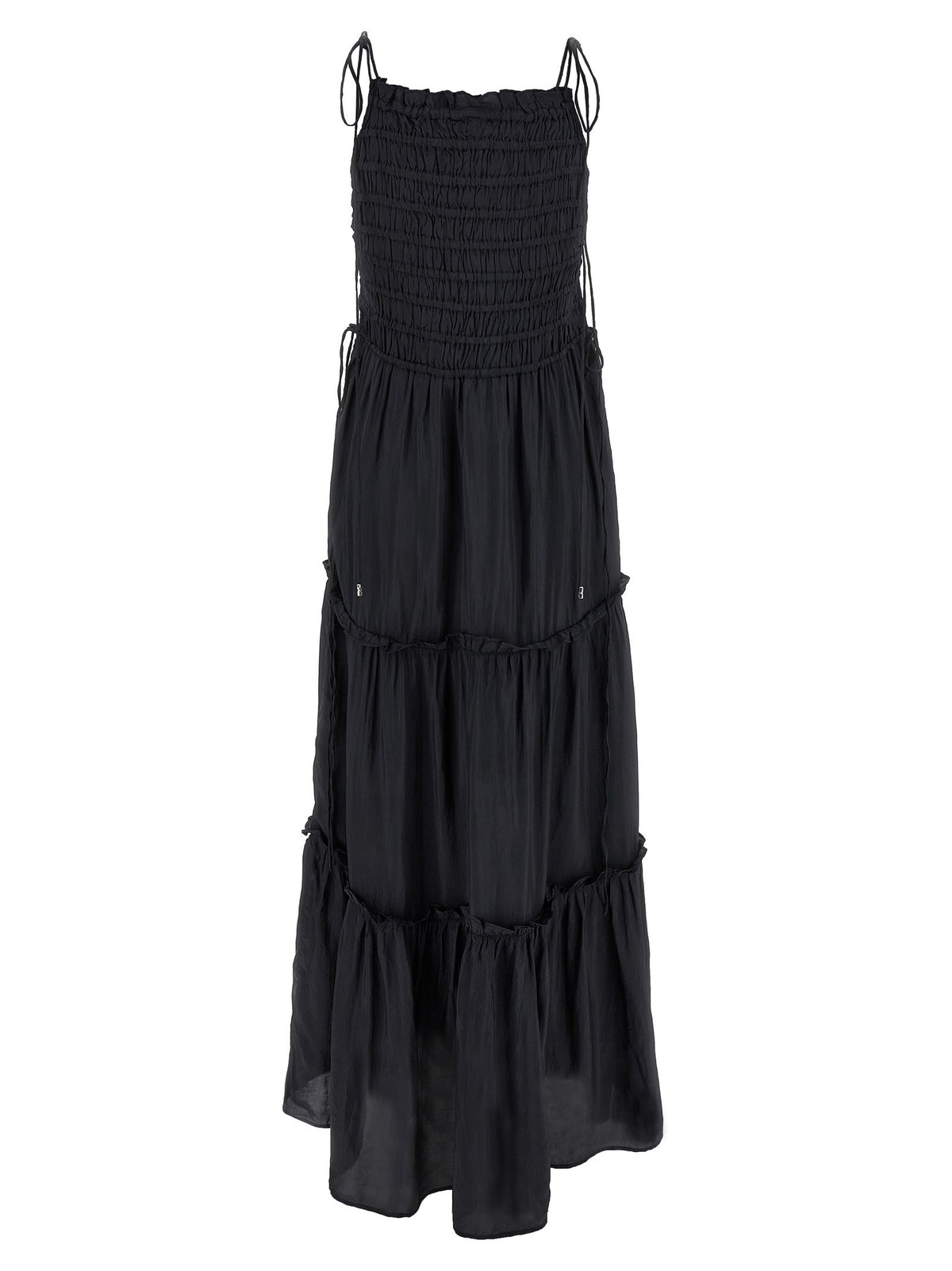 GANNI - 'Black Smock Tie' dress