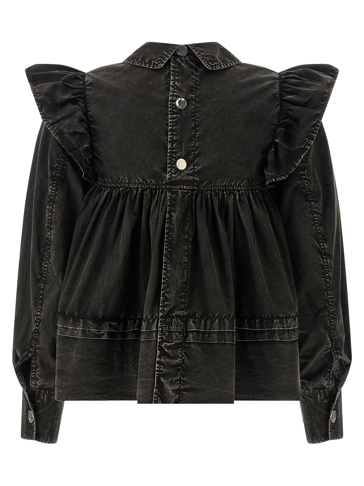 GANNI - 'Black Washed Frill' blouse