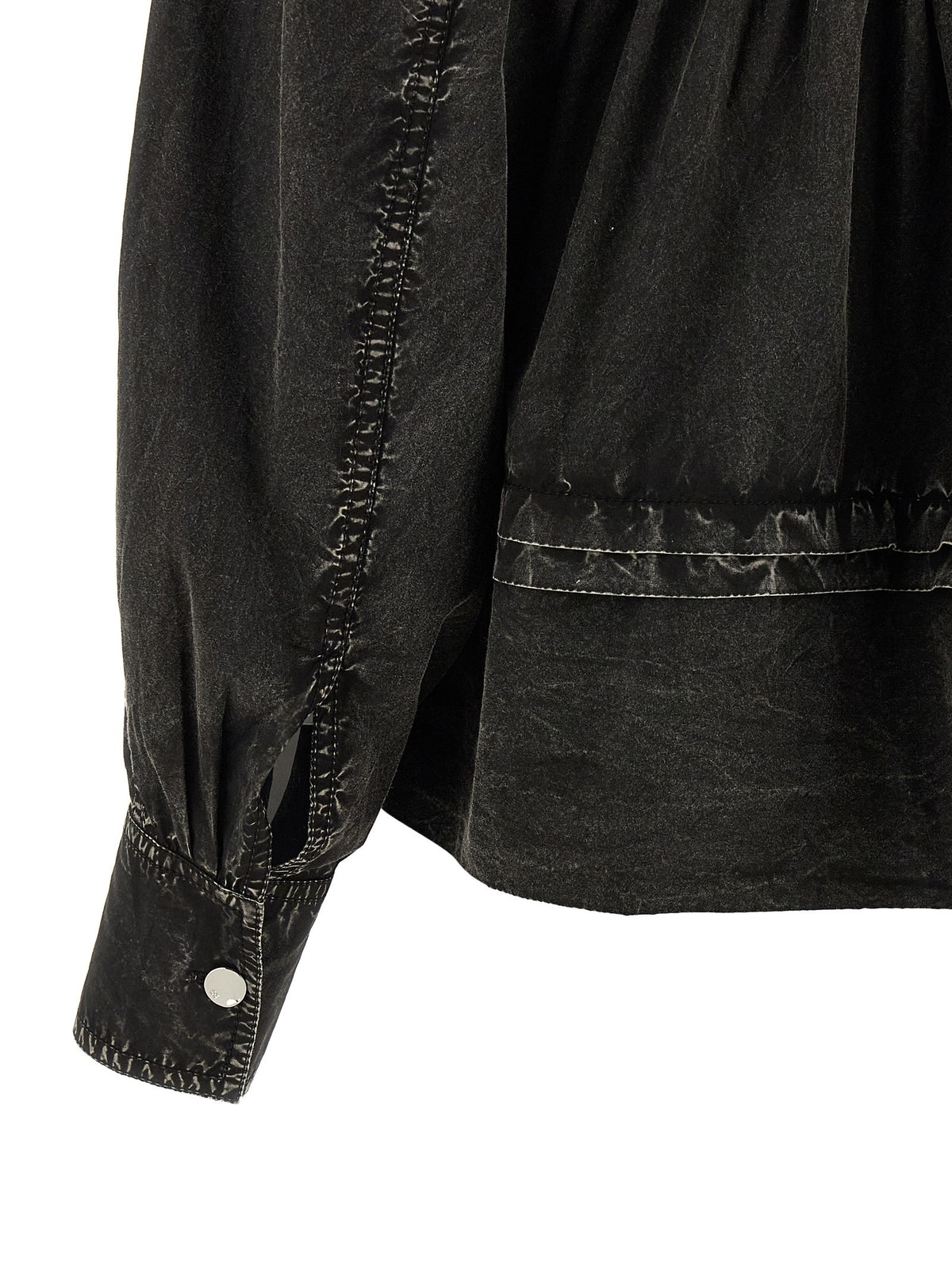 GANNI - 'Black Washed Frill' blouse
