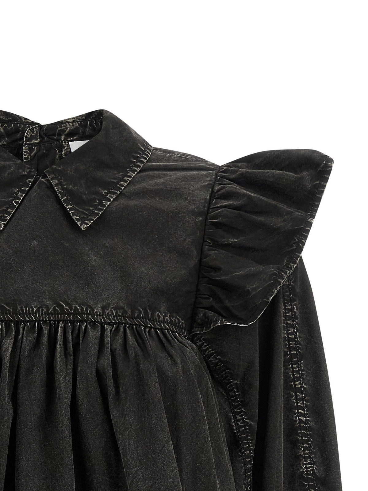 GANNI - 'Black Washed Frill' blouse