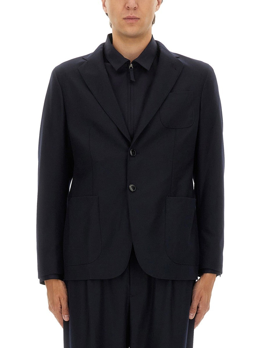Giorgio Armani - GIACCA MONOPETTO SFODERATA IN CASHMERE Blue