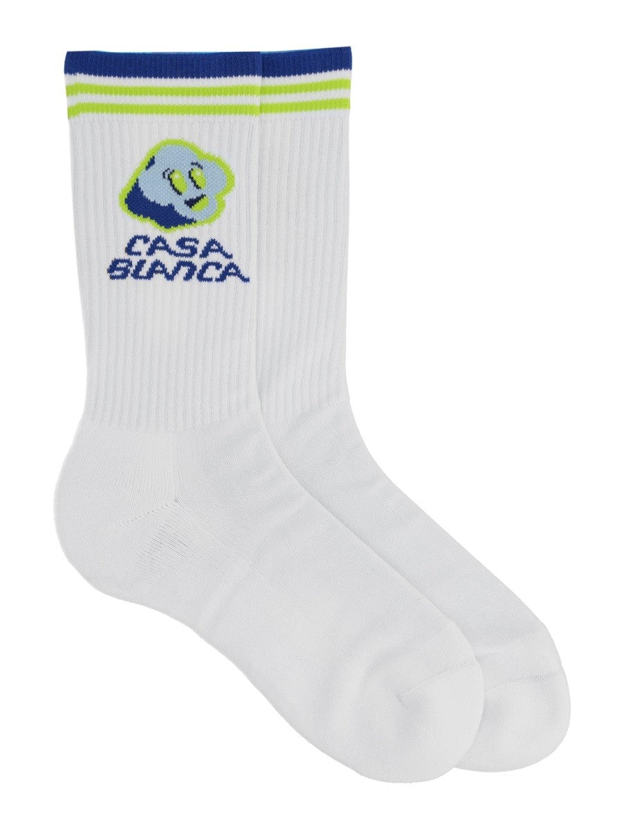 CASABLANCA "BLUE CC SMILE" SOCKS