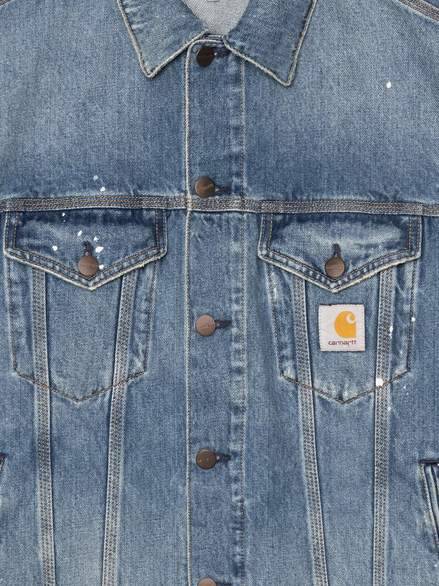 Carhartt Wip - Blue denim jacket with distressed effect