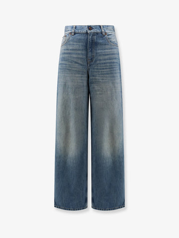 CHLOE' Blue denim jeans with logo label on the back