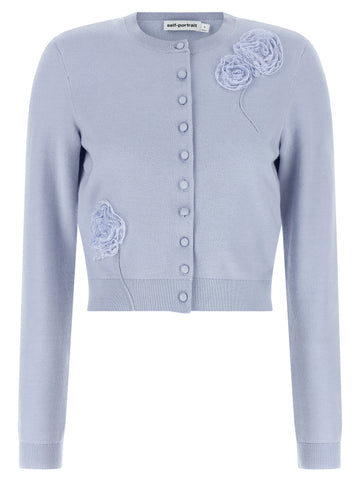 SELF-PORTRAIT - 'Blue Flower Knit' cardigan