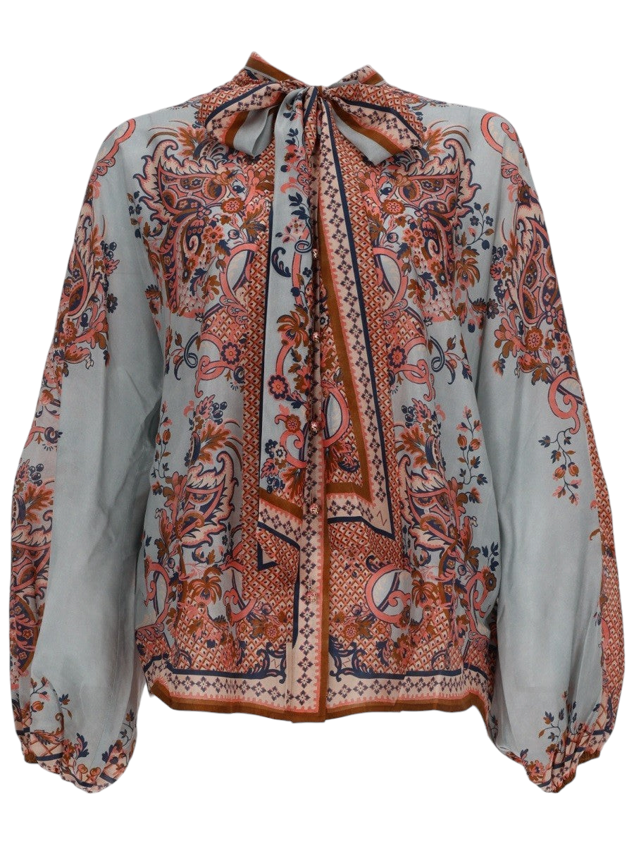 ZIMMERMANN - Aster Silk Tie-Neck Blouse MULTICOLOUR