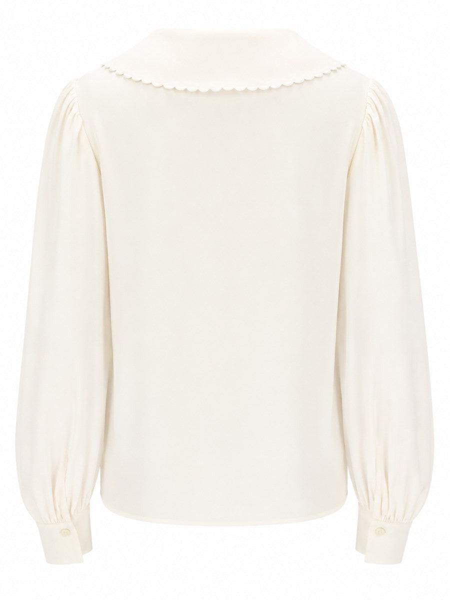 CHLOÉ - BLUSA CON MANICHE A SBUFFO IN CRÊPE DE CHINE