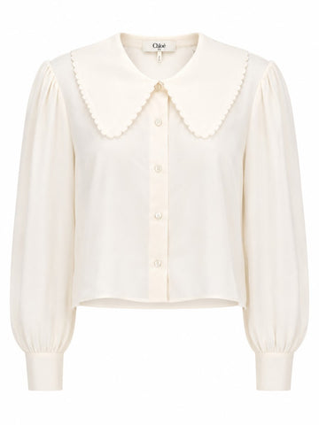 CHLOÉ - BLUSA CON MANICHE A SBUFFO IN CRÊPE DE CHINE