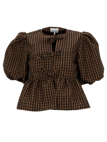 GANNI GANNI - BLUSA "PEPLUM" IN TAFFETÀ