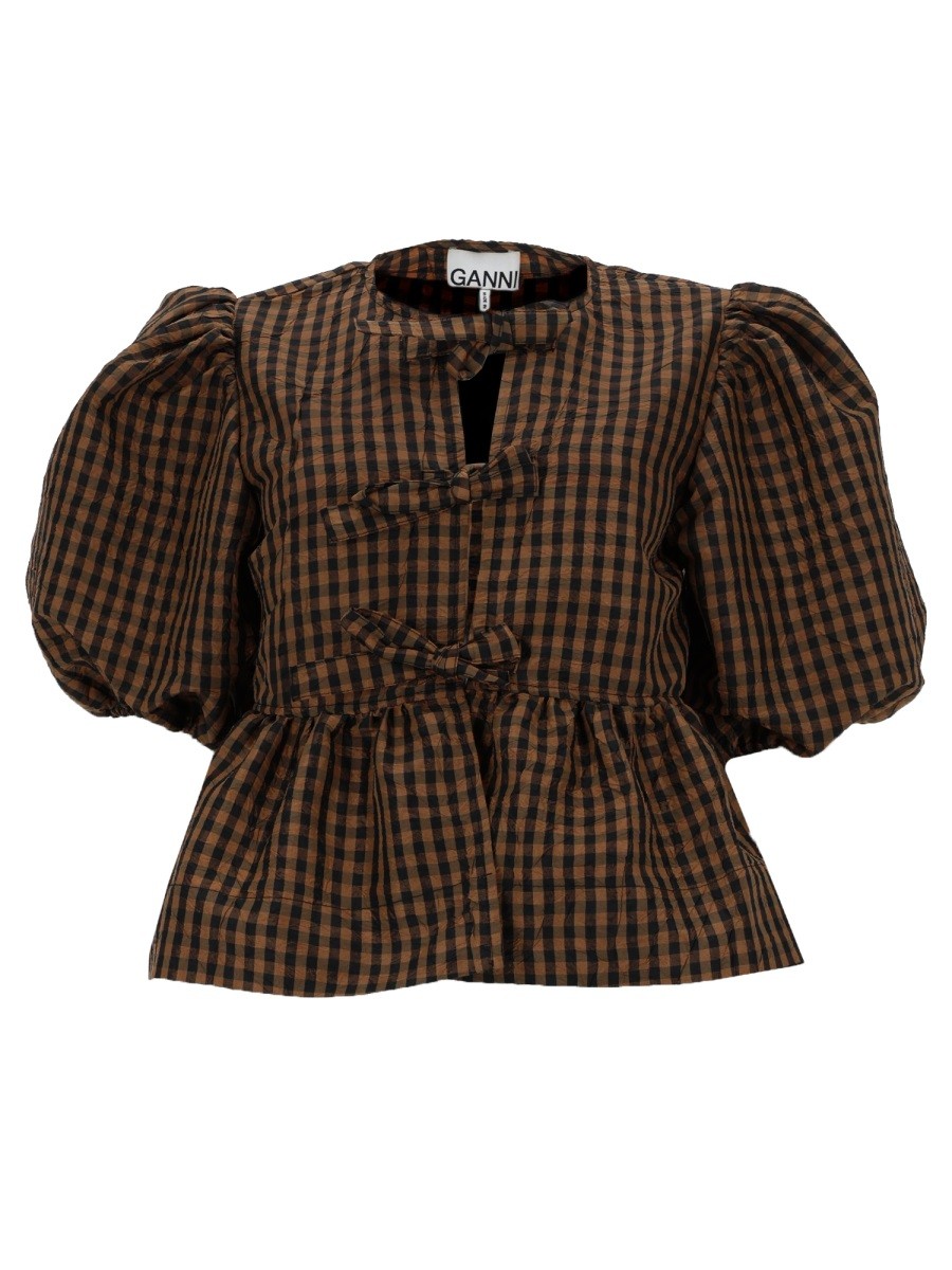 GANNI GANNI - BLUSA "PEPLUM" IN TAFFETÀ