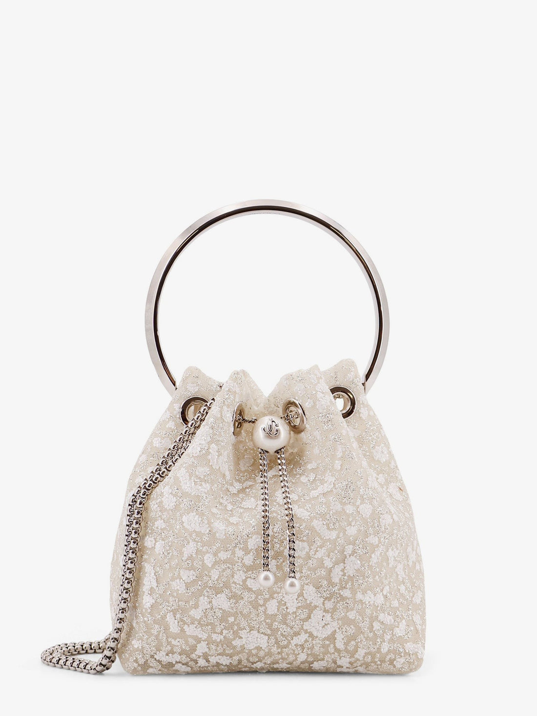 Jimmy Choo Bon Bon mesh bucket bag with micro sequins
