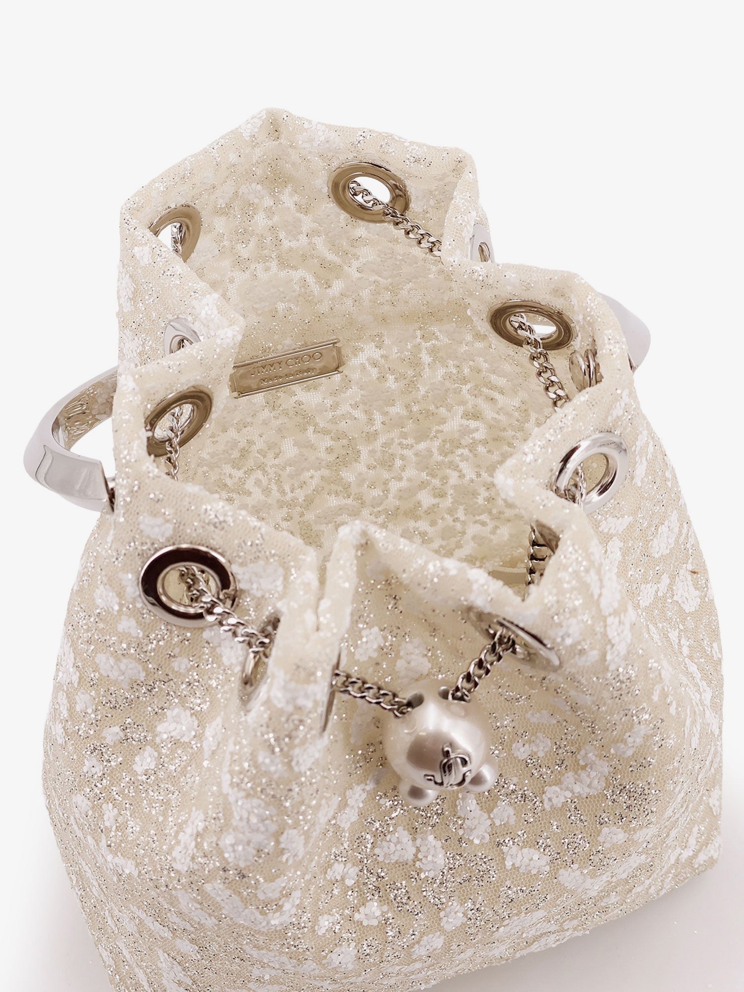 Bon Bon mesh bucket bag with micro sequins