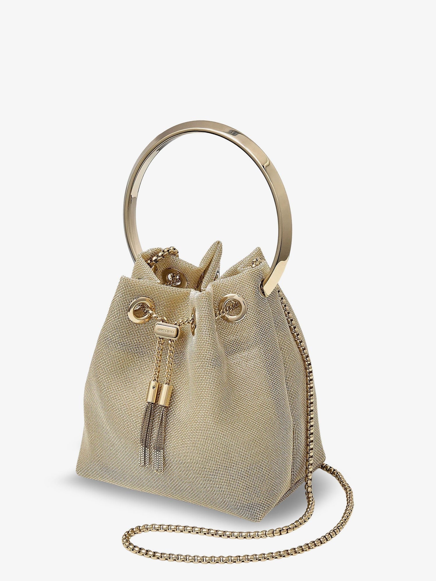 Jimmy Choo - Bon Bon metallic mesh bucket bag