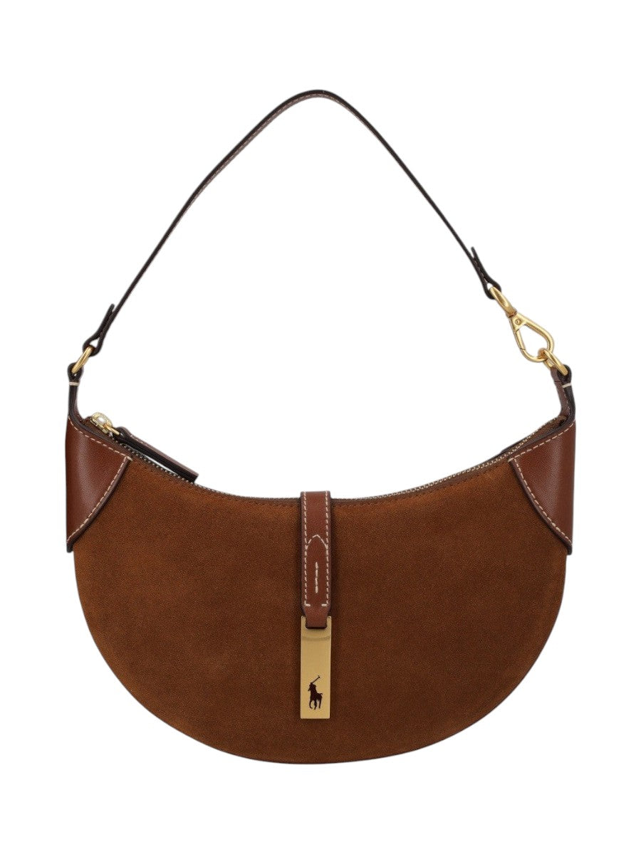 Polo Ralph Lauren - Small Polo ID Suede Shoulder Bag brown color
