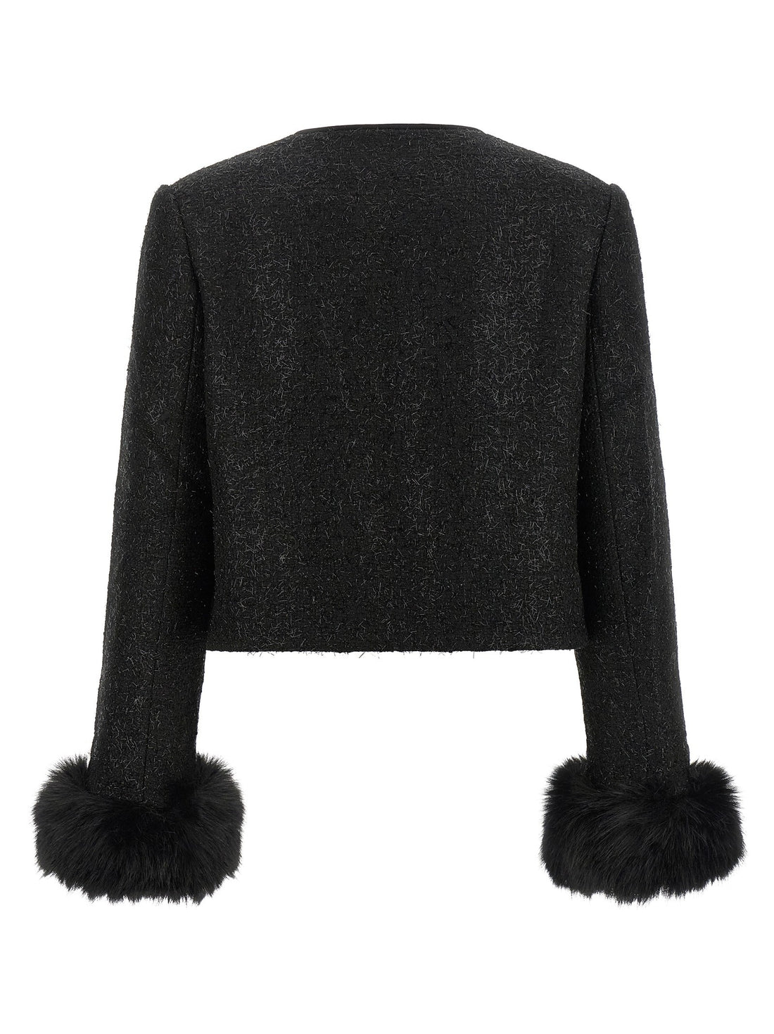SELF-PORTRAIT - Bouclé Fur Jacket Black
