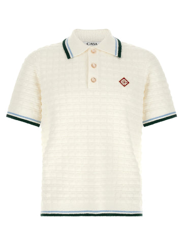 CASABLANCA - Bouclé polo shirt White