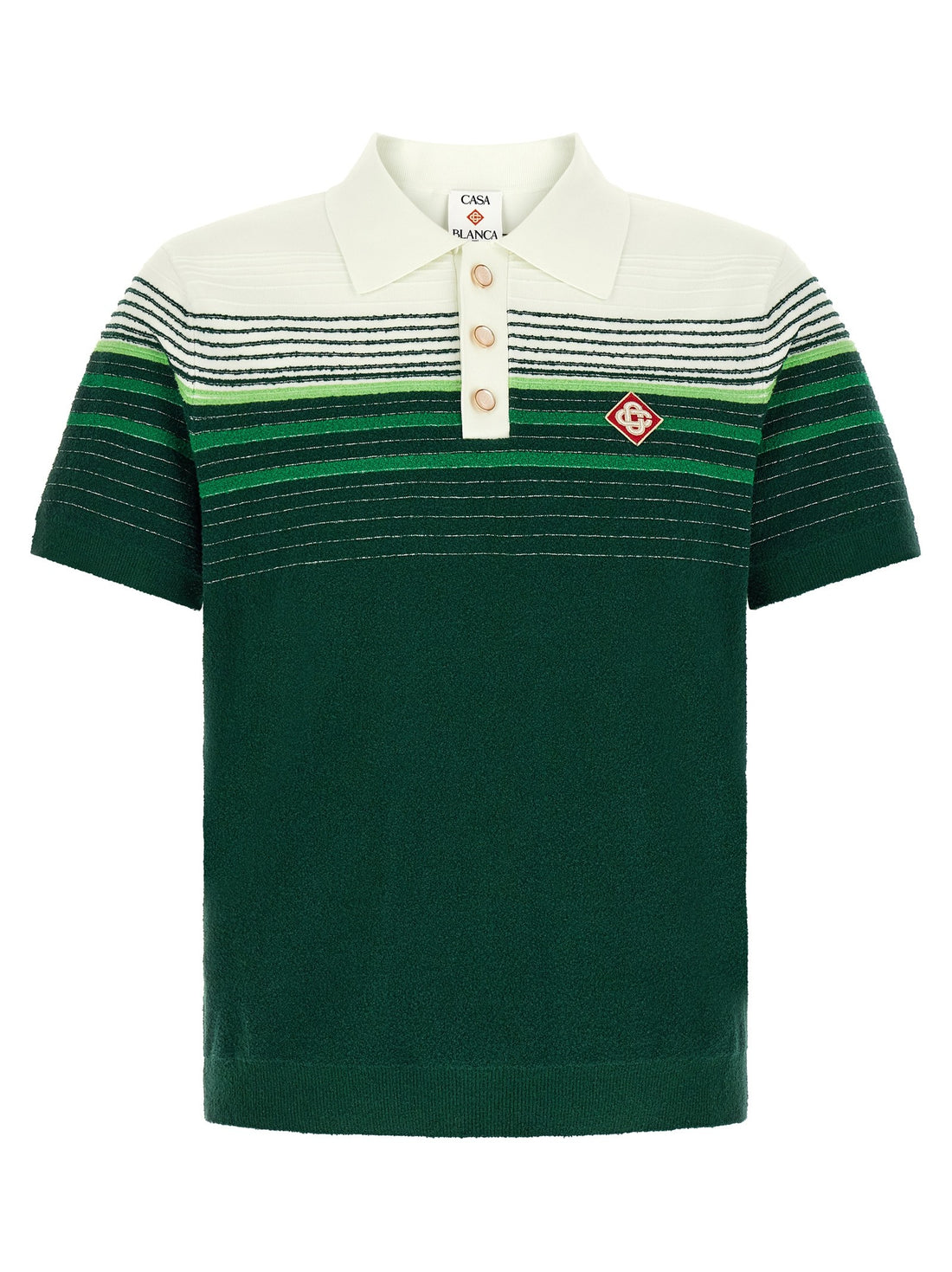 CASABLANCA - 'Bouclé Stripes' polo shirt GREEN