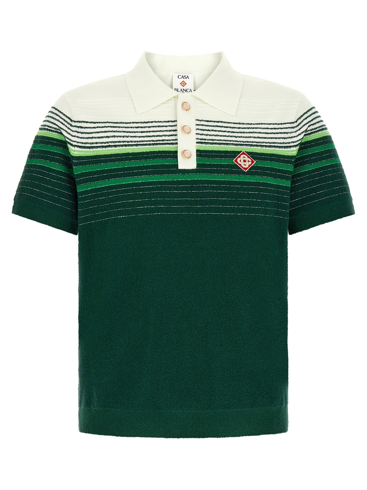 CASABLANCA - 'Bouclé Stripes' polo shirt GREEN